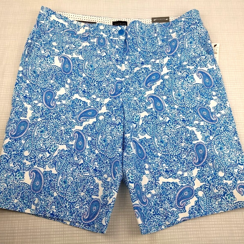Talbots Blue & White Paisley Bermuda Shorts